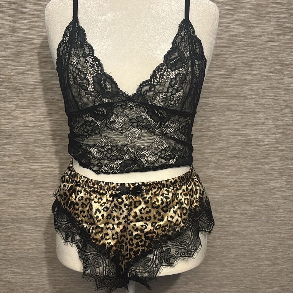 Leopard Print Lace Lingerie Set